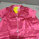 MyFav Girls Pajama Set Silk Button Down Satin Girls PJS Kids Sleepwear Short Sleeve Long Pants,Hot Pink,10Y