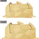Reberomantic Women Lattice Pattern Metal Handbag Chain Geometric Evening Clutch Purse