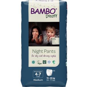 Bambo Nature Premium Dreamy Night Pants, Pull Up Pants, Eco-Labeled Night Time Diapers, Secure, Comfortable, Skin Friendly : Children Aged 4-7 Years, 10 Count (Medium)
