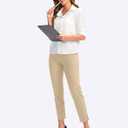 YYV Women's Golf Pants Stretch Work Ankle Pants High Waist Dress Pants with Pockets for Yoga Business Travel Casual (Beige, XXL)