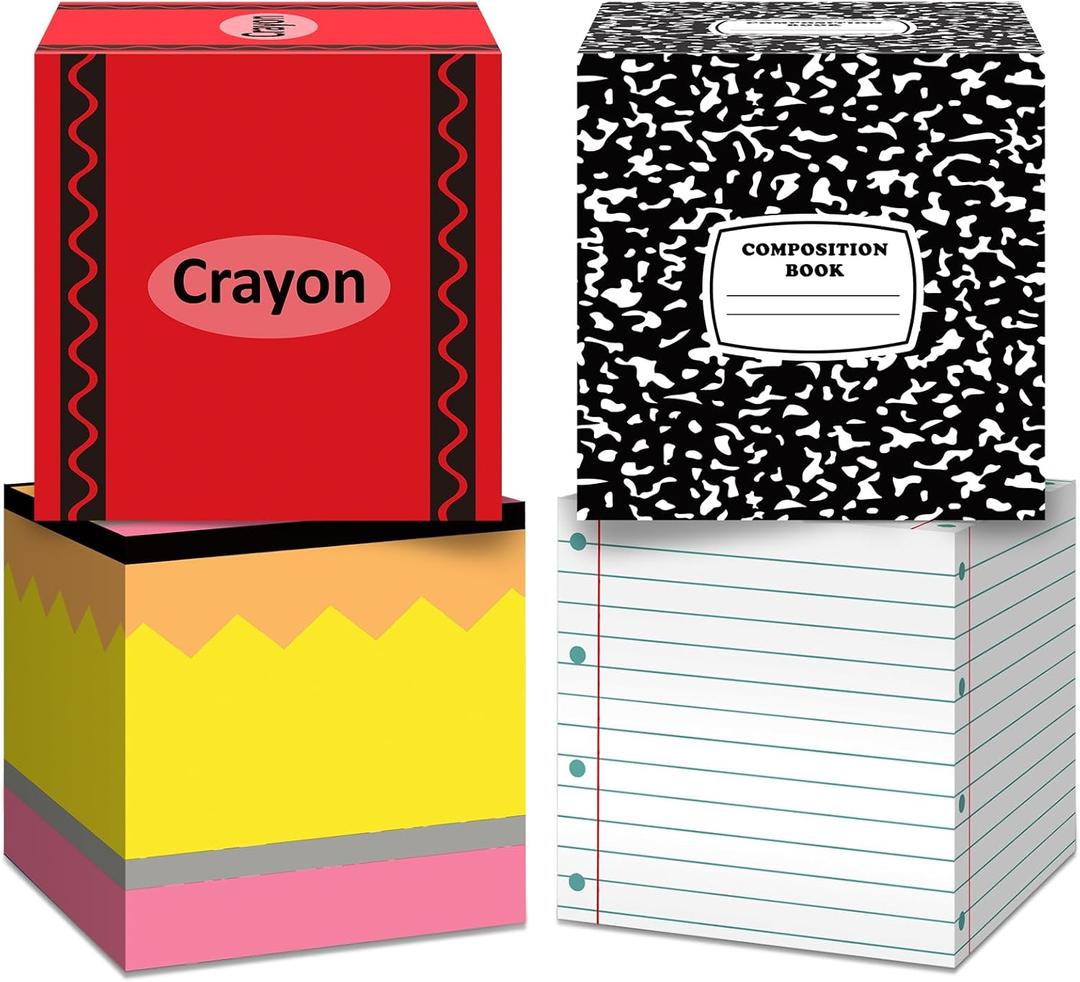 4 Pcs Back to School Balloon Box Decoration Sets Include Pencil Crayon Notebook Line Drawing Balloon Box for Back to School Decor Kindergarten Teacher Props Pencils Photo Prop Supplies