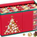 Christmas Ornament Storage Box With Dividers - Large Organizer Holds 128 3'' Ornaments, Red Holiday Ball Container