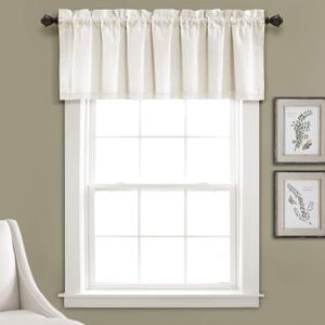Lush Decor Lace Window Curtain Valance Dark, 18" x 52" + 2" Header, Light Linen (52"W x 18"L (Pack of 1))