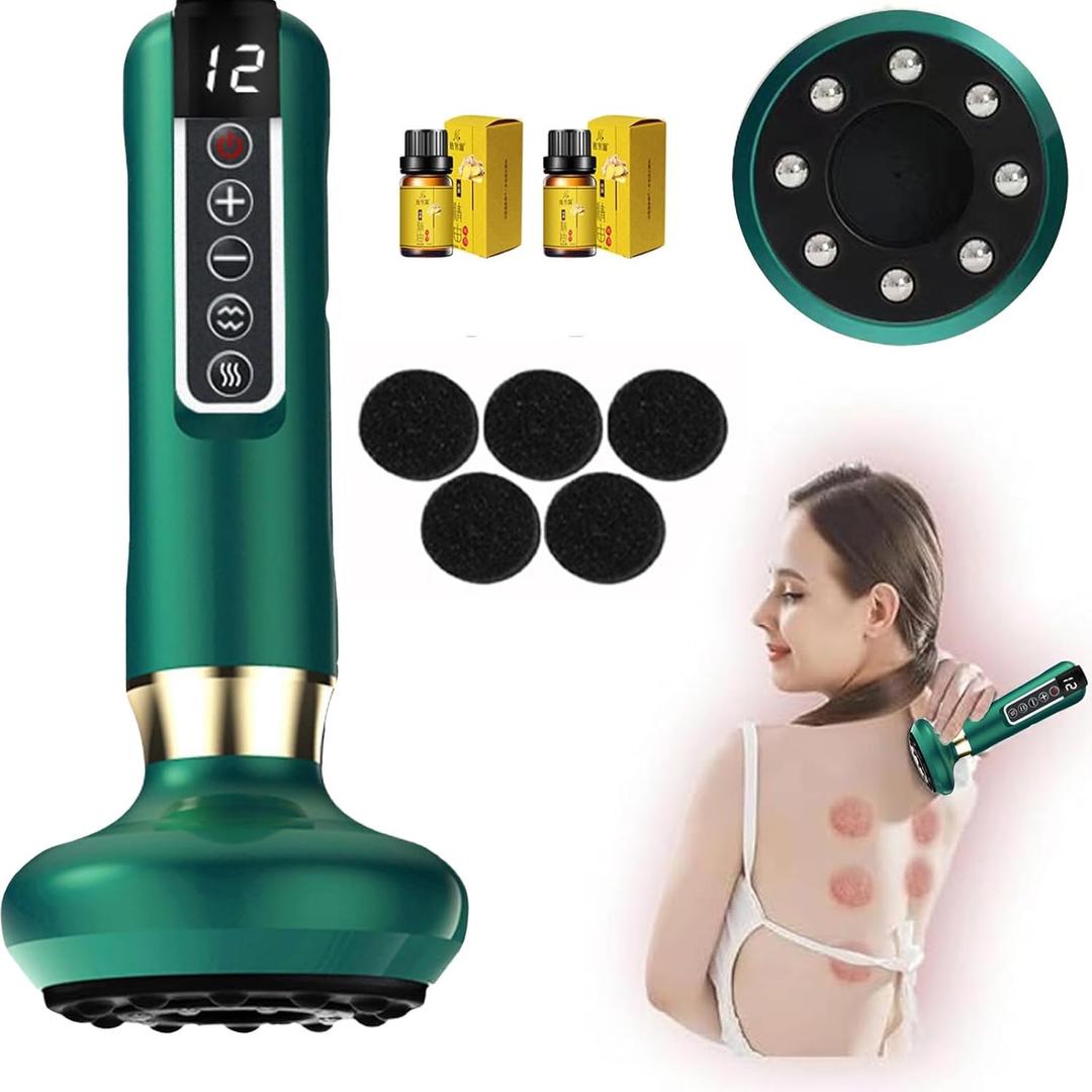 VHV Cellulite Massage Tool-Cupping Kit for Massage Therapy Lymphatic Drainage Massager12 Speed Adjustable Suction Cupping Therapy Set, Belly, Thighs, Arms, Butt.Green