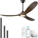 70 inch Large Ceiling Fans with Lights, Outdoor Ceiling Fan for Patios Waterproof, 3 Blades Propeller Wood Ceiling Fan, Smart Ceiling Fans with Remote & APP for Indoor Exterior Porch Commercial