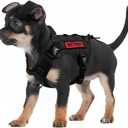 OneTigris Tactical Dog Harness Vest,No-Pull Service Dog Vest with Hook & Loop Panels,Adjustable Dog Vest Harness for Walking Hiking Training(Black,XS)