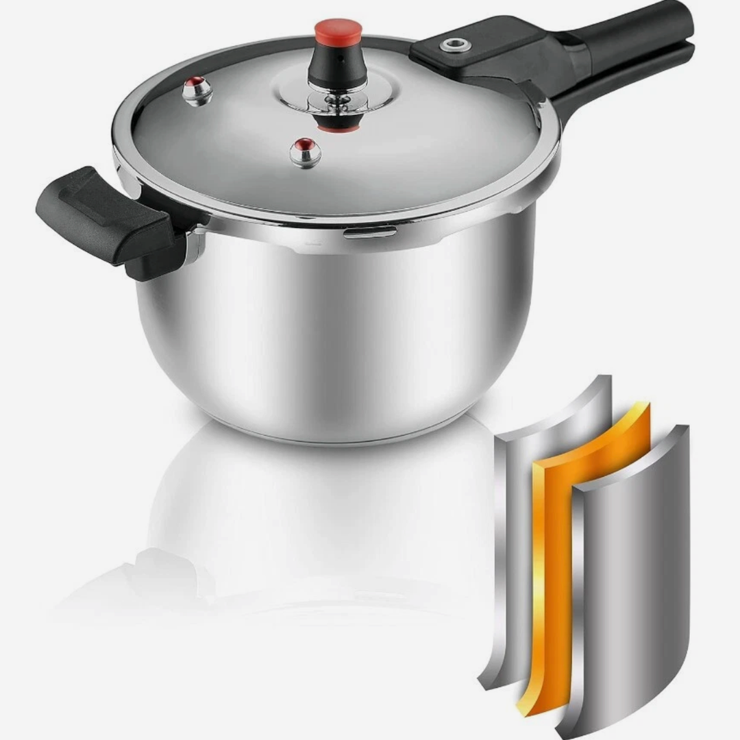 1.85Gal Thickened Stainless Steel Pressure Canner with Release Valve Canning Cooker Pot Stove Top Instant Fast Cooking Compatible with Gas & Induction Cooker 7Liter suitable for 6-8person