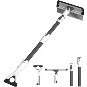 47.3" Ice Scrapers for Car Windshield, 2 in 1 Snow Brush for Car and Ice Scraper, Extendable Snow Brush for Car Windshield with Foam Grip and 180 Pivoting Brush Head for Car Automobile Vehicle Window