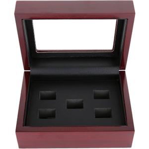 Championship Big Heavy Ring Display Wooden Box (5 Holes)