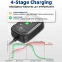 1.5A 6V/12V Car Battery Charger Automatic Trickle Charger, Battery Maintainer with Overcharge Protection & Temperature Compensation for Lead Acid, AGM, Gel, Lithium Batteries
