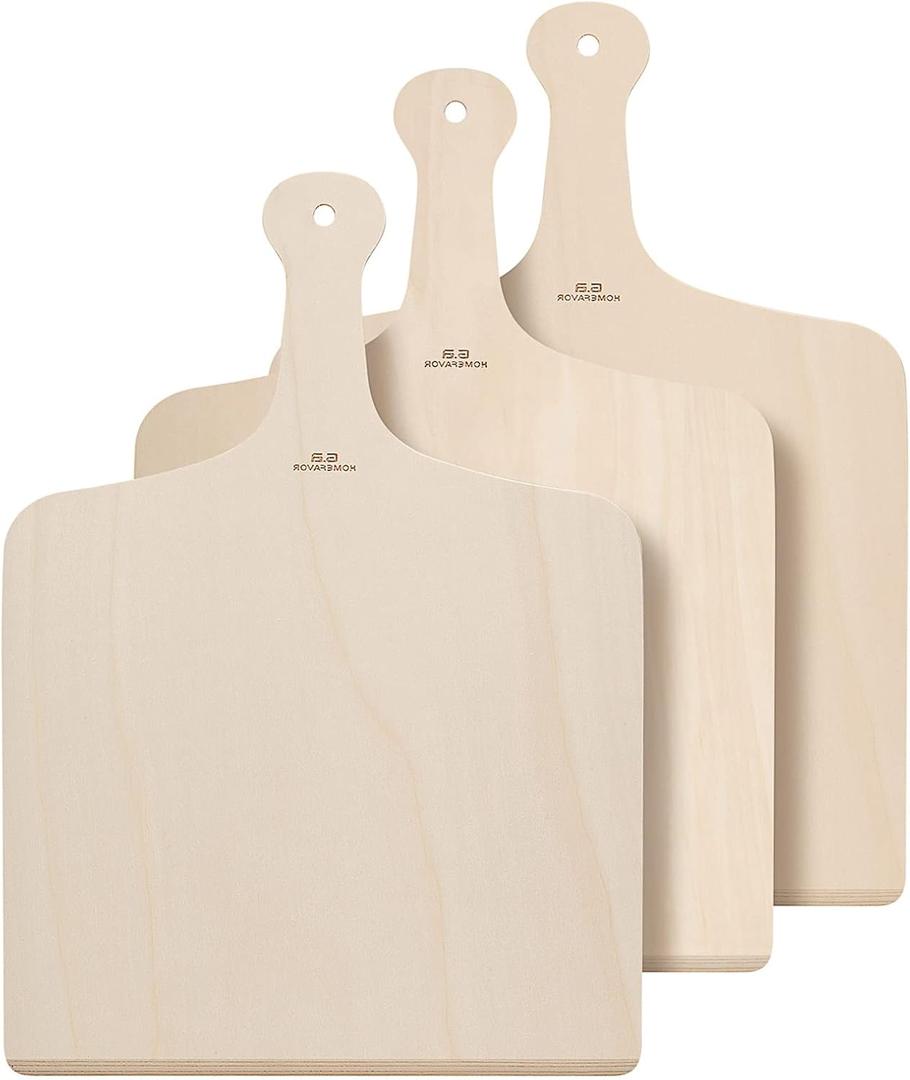 G.a HOMEFAVOR Pizza Peel, 12 x 16 Inch Wood Pizza Paddle for Baking Homemade Pizza, Wooden Pizza Spatula Oven Accessory, Large Cutting Board Set for Bread Fruit Vegetables (Pack of 3)