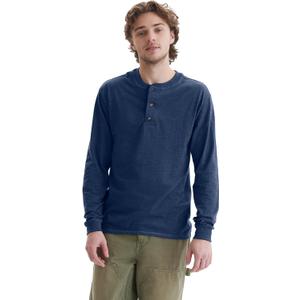 Hanes T Beefyt Henley, Men's Cotton Long Sleeve Shirts (Medium)