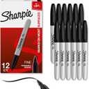 Sharpie Permanent Markers, Fine Tip, Black, 12 Count - Office Supplies, Quick Drying, Fade Resistant, For Wood, Plastic, Paper, Metal, And More