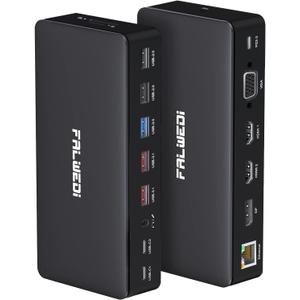 USB C Docking Station Dual Monitor, 16 in 1 Multiport Hub with Triple Display (2 HDMI, DP, VGA, 2 PD 100W & 18W, RJ45, USB C&A, SD/TF, Mic/Audio) Compatible for MacBook/Dell/HP/Lenovo Laptops Black