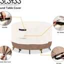 Round Outdoor Table Cover Waterproof Heavy Duty Patio Furniture Covers, Round Patio Table Chair Set Covers - 42" Dia x 28" H (Beige & Brown)