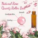 8 Pack Rose Quartz Roller Bottles for Essential Oils, 10ml Refillable Amber Glass Roll On Bottles with Natural Crystal Roller Balls, Leak-Proof Travel Perfume Bottle with Rose Gold Caps