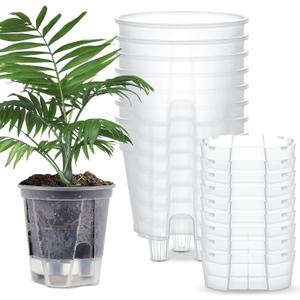 Self Watering Pots for Indoor Plants with Deep Reservoir and High Drainage Holes for Outdoor Plants and Flowers, Bare Root Planter(5.91'',Clear,9 Pcs)