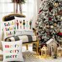 BBOLDIN Christmas Throw Pillow Covers 18x18, Colorful Nutcraker Pine Tree Pillow Cases Set of 4, Winter Holiday Cushion Covers Decorations for Indoor Sofa Living Room