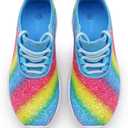 K KIP WOK Girls Glitter Sneakers Sparkle Slip On Walking Shoes for Kids/Children Breathable Running Sneakers (Size 2 Little Kid)