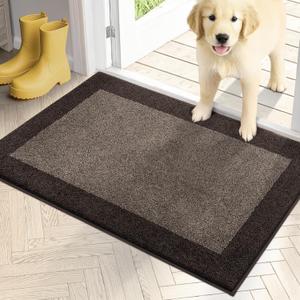 PURRUGS Dirt Trapping Door Mat 20" x 32", Non-Slip Washable Entry Mat, Dog Doormat, Front Door Mat, Super Absorbent Entrance Mat for Muddy Shoes & Paws, Grayish Brown & Coffee