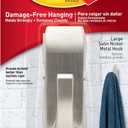 Command Modern Reflections Large Metal Bath Hook, Satin Nickel, 1-Hook with Water-Resistant Strips, Organize Damage-Free