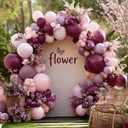 Dusty Purple Pink Balloon Arch Kit Double Stuffed Dark Purple Plum Pastel Pink Lavender Mauve Balloon Garland for Birthday Butterfly Baby Shower Anniversary Wedding Bridal Shower Party Decoration