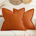 MIULEE Decorative Burlap Linen Throw Pillows Covers 18x18 Inch Rust Vintage Couch Pillow Covers Modern Farmhouse Pillowcase Woven Textured Cushion Cases for Sofa Bed Livingroom