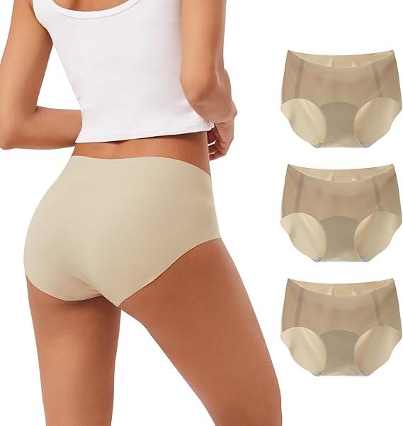 INNERSY Women's Seamless No Show Hipster Panties Invisible Light Underwear 3-Pack L