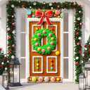 2 x BlissYard Christmas Door Cover 71x35 Inch Gingerbread House Door Banner Merry Christmas Winter Porch Sign for Front Door, Farmhouse Holiday Entry Decor Indoor Outdoor Party Hanging Cover