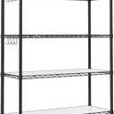 SONGMICS 6-Tier Storage Shelves, Wire Shelving Unit, Kitchen Metal Shelves, Storage Rack with Adjustable Shelves, Shelf Liners, 8 Hooks, for Garage, 13.8 x 35.4 x 69.7 Inches, Black ULGR096B01