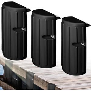 Dock Bumper Fender,Boat Dock Bumpers for Edge or Side,Marine Fender Guard,Vertical Protection,Durable Construction,Includes Mounting Hardware,3 Pack-Black