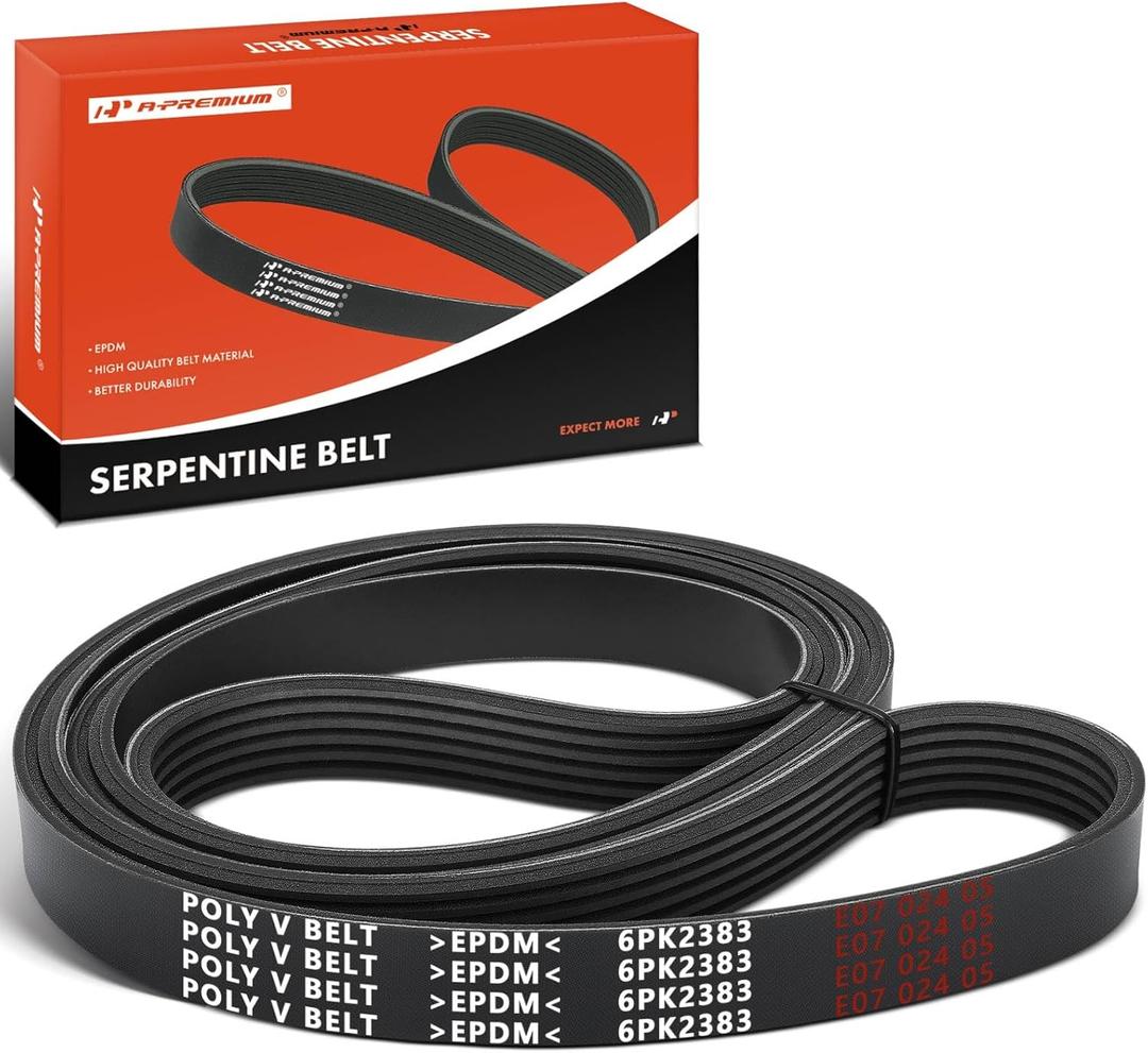 A-Premium Engine Serpentine Drive Belt Compatible with Chevy, GMC, Ford, Cadillac, Buick, Mercedes-Benz, Olds, Pontiac, Saturn & Saab Cars - F150, F250, F350, LeSabre, Enclave, SRX, XTS, Blazer & More