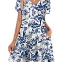 OFEEFAN Boho Summer Dresses for Women Casual Loose T Shirt Dress with Pockets Beach Vacation Outfits, M