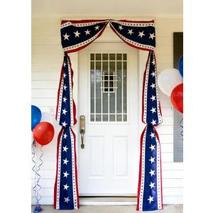 1Pcs 20 Ft Patriotic Bunting with 250 Stars, Red White Blue American Flag Banner for 4th of July, Independence Day, Memorial Day, Outdoor Indoor Door Porch Garden Decorations