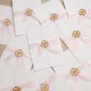 UNIQOOO 50 Sets Wedding Invitation Kit, Vellum Jackets for 5x7 Invitations w/Pink Satin Silk Ribbon& Eucalyptus Wax Seal Stickers, Wedding Invitation Accessories
