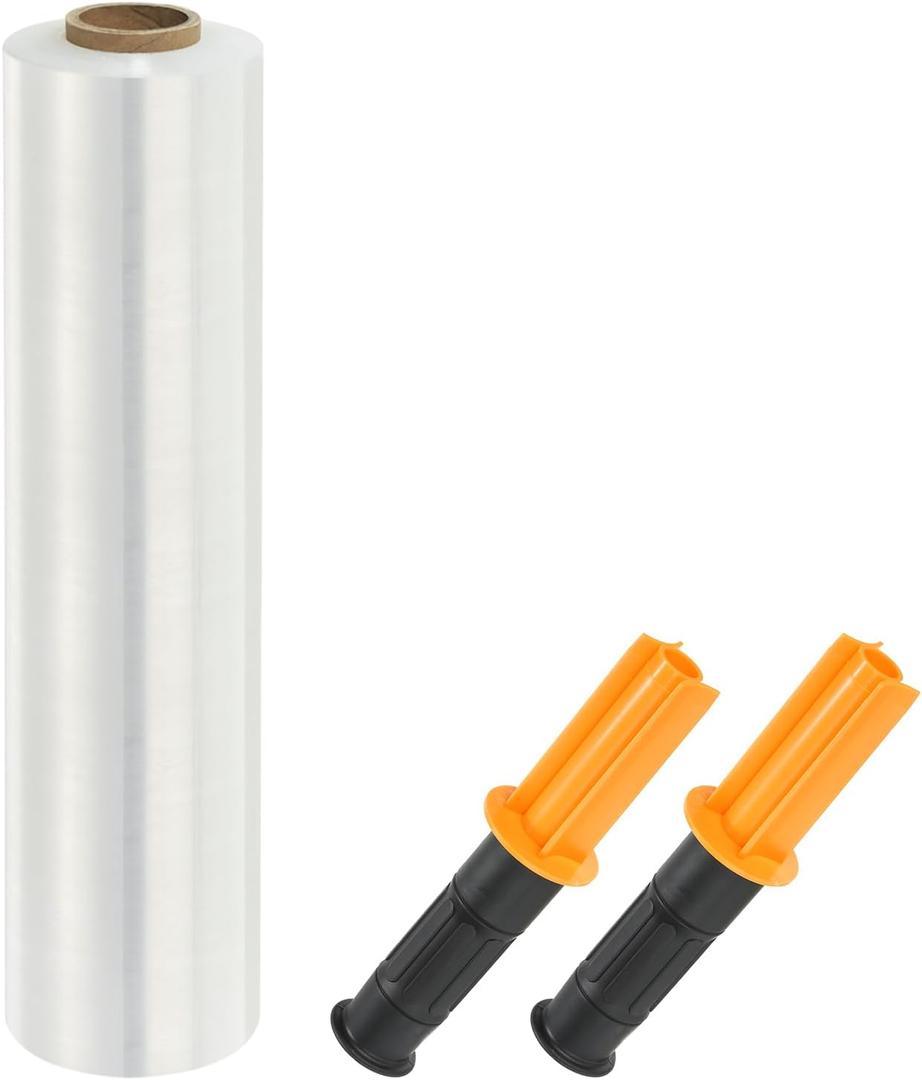 PATIKIL 15" x 1000 Feet Stretch Wrap Roll, 1 Pack 60 Gauge/15 mic Thick Shrink Stretch Film Industrial Clear Plastic Wrap with Handle for Box Packing Shipping Moving