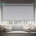 Motorized Blinds with Remote: Canisteo Battery Powered Control Electric Smart Roller Blinds Shades with Remote for Windows Cordless 100% Blackout, Grey, 35" W X 72" H