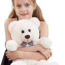 MorisMos White Teddy Bear Stuffed Animal, 20 Inch Bow Tie Classic Stuffed Bears Plush, Cuddly Hugging Bear Gift for Toddler, Kids, Baby Shower & Birthday, White