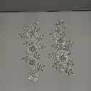 1 Pair Rhinestones Lace Applique Accessories Hand sewing Glass Beads Stones Trim Patches for DIY Girl Wedding Dress Decorations (Silver White)