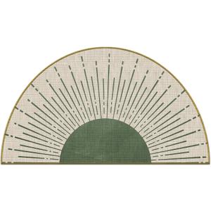 Mingnei Boho Sun Linen Doormat Door Mat for Home Kitchen Entrance, Bohemian Green Door Mat, Sun Sunshine Sunburst Sunshine Mats for House Front Outdoor Outside Entryway Rug 15.5 x 27 inch Welcome Mat