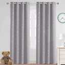 PrinceDeco Blackout Kids Curtains for Bedroom Thermal Insulated Silver Twinkle Star Curtains for Boys Antique Grommet Top Window Treatment 2 Panels Drapes for Nursery (52" W x 84" L, Grey/Silver)