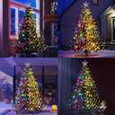 Solar Christmas Tree Lights with Star Topper, 410 LED 6.6FT x 16 Lines Christmas String Lights with 19 Models Timer Remote, Waterfall Tree Lights USB Powered for Xmas Tree(Warm White & Multi-Colored)