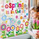 gisgfim Spring Window Clings Flower Window Spring Decoration Butterfly Floral Stickers Flower Decal Floral Glass Windows Decals for Summer Classroom Home Office Shop Display Decorations Party Supplies