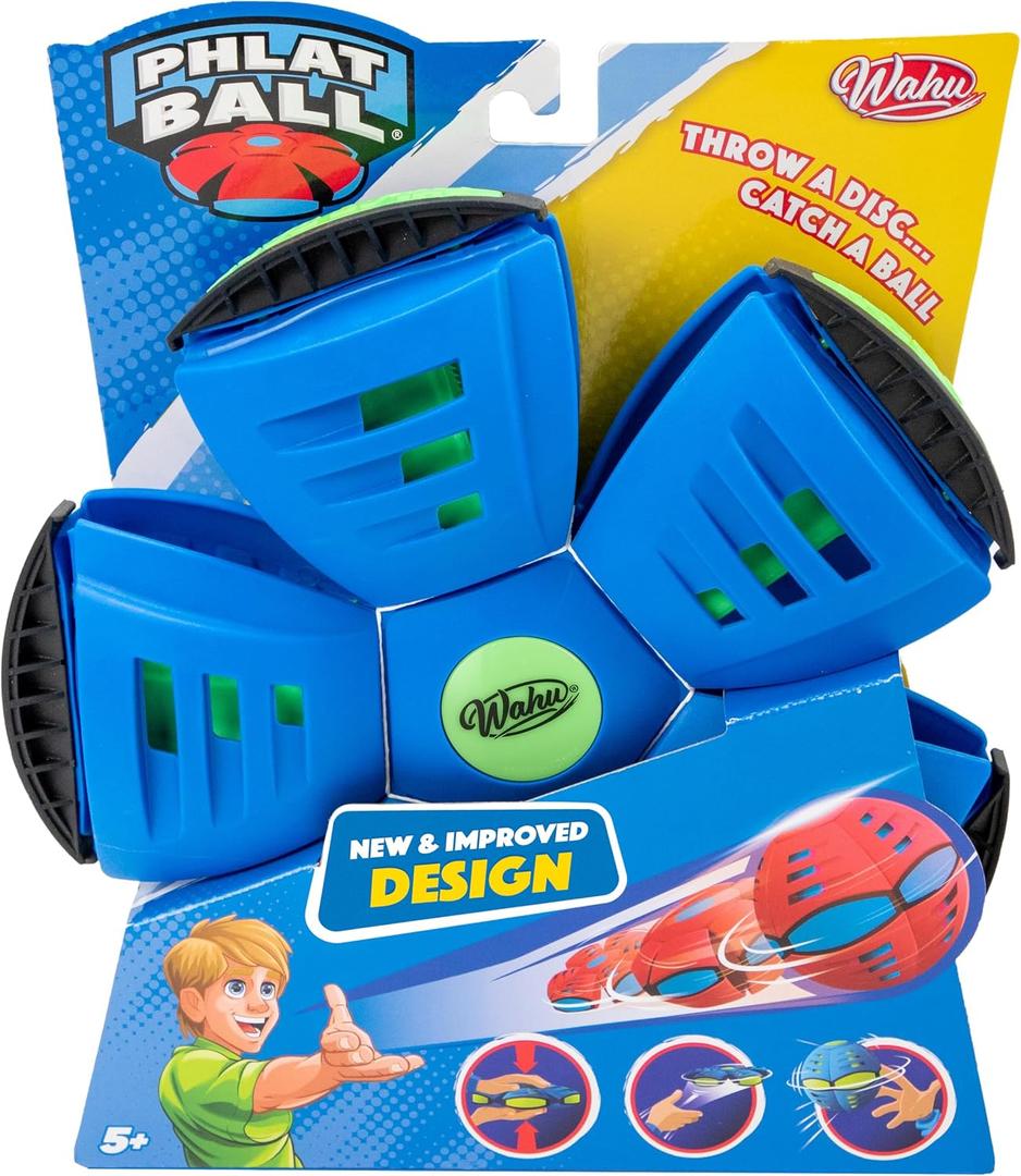 WAHU Phlat Ball Classic Flying Saucer Ball Toy for Kids Ages 5+, Collapsible Time Delay Frisbee Flying Disc Toy, Throw a Disc Catch a Ball, Blue