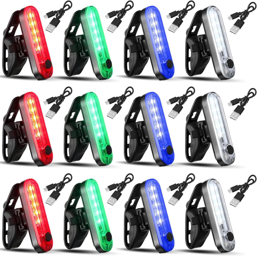 Treela 12 Pieces Battery Boat Navigation Lights Battery Powered Kayak Lights for Night Operated Boat SternLed Boats Safety for Pontoon,Dinghy 4 Types Flashing Mode (Red, Green, White, Blue)
