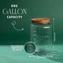 kitchentoolz Extra Large Mason Jar - 1 Gallon Glass Wide Mouth Jar with Airtight Wooden Lid, Food Storage Container with Measurement Markings For Kitchen Pantry, Pickling, Cookies, Flour & Sugar