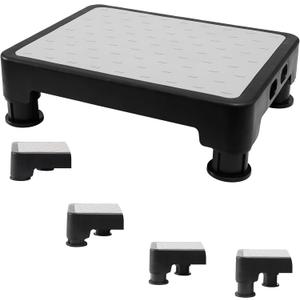 Adjustable Step Stool for Bed, Bathtub, Car and Kitchen, 4-Level Height 3.4"-5", Non-Slip Platform with 6 Anti-Skid Feet  Step Stool for Adults Seniors Kids Maternal, Gray