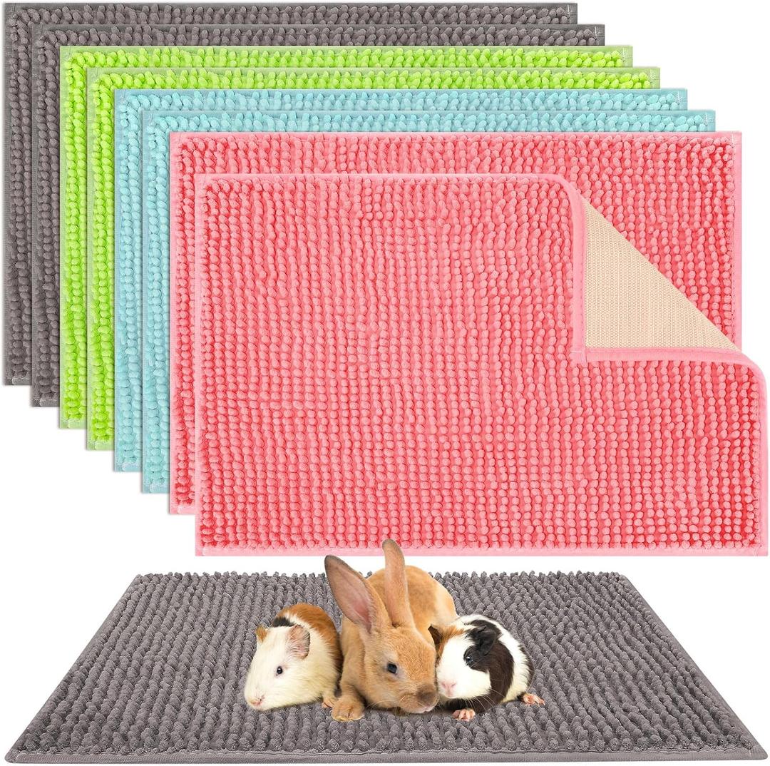 Barydat 8 Pcs Guinea Pig Cage Liner for Guinea Pig Cage Bedding Reusable Rabbit Mat Pad Washable Training Pad Animal Sleeping Bedding Mat(16x12'',Gray, Green, Pink, Blue)