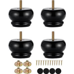 2 Inch Wood Furniture Feet for Sofa Couch Cabinet Ottoman Round Small Replacement Legs Set of 4 Screw in Predrilled M8 Bolt