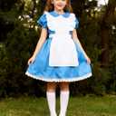Kids Halloween Costume for Princess Costume Girls Kids Cute Blue Dress for Birthday Dress Up (7-8Years / 130)